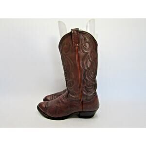 TONY LAMA Mens Size 9.5 D Brown All Leather Smooth Ostrich Cowboy Western Boots